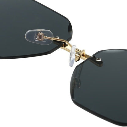 Vintage Rimless Cut Edge Sunglasses - Frameless Polygon Statement Piece (MAC266)