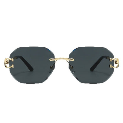 Vintage Rimless Cut Edge Sunglasses - Frameless Polygon Statement Piece (MAC266)