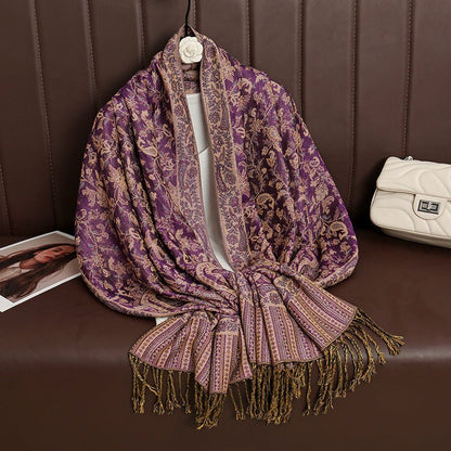 Vintage Shawl Cashew Flower Tassel Hijab (MH101)