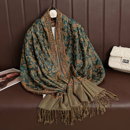 Vintage Shawl Cashew Flower Tassel Hijab (MH101)