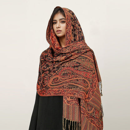 Vintage Shawl Cashew Flower Tassel Hijab (MH101)