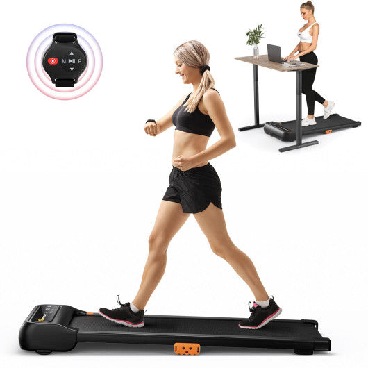 VYSN under desk walking pad treadmill for home and office with watch-like remote control, compact fitness equipment for walking exercise