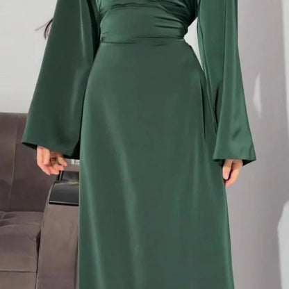 Waist Slim Abaya, Strappy Solid Color Abaya (MA106)