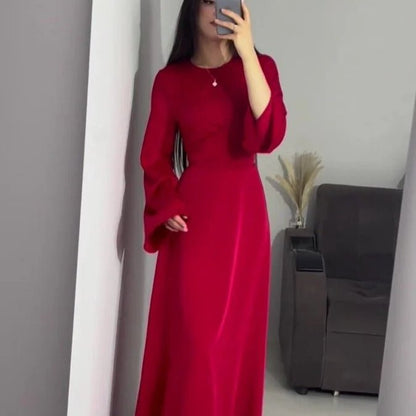 Waist Slim Abaya, Strappy Solid Color Abaya (MA106)