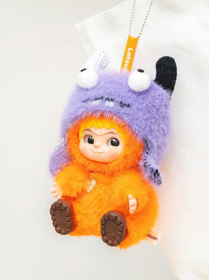 WAKUKU fuzzy monster-themed bag charm from the Fun Party Series, featuring bright colors and playful design, perfect for accessories.