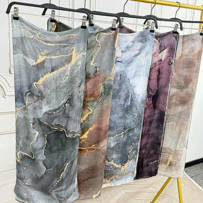 Watercolor Artistic Cotton Hijab with Painted Floral Motifs (MH144)