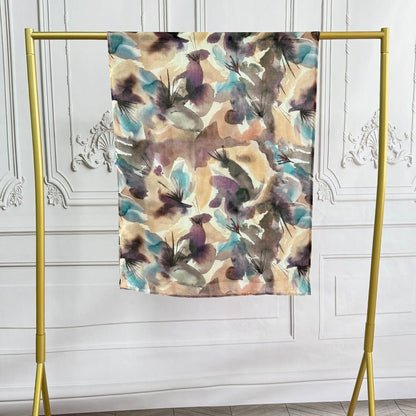 Watercolor Artistic Cotton Hijab with Painted Floral Motifs (MH144)