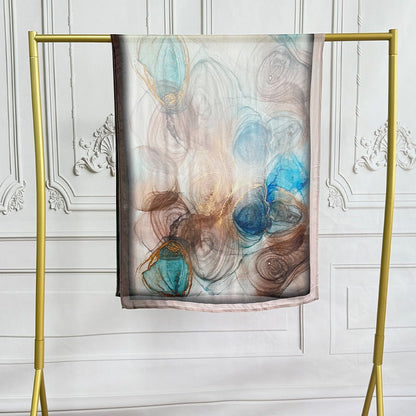 Watercolor Artistic Cotton Hijab with Painted Floral Motifs (MH144)