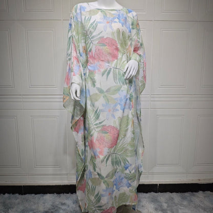 Watercolor Floral Kaftan Abaya | Batwing Sleeve Pullover Abaya (MA371)