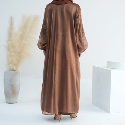 Wave Bubble Sleeve Abaya 4-Piece Set (MOA057)