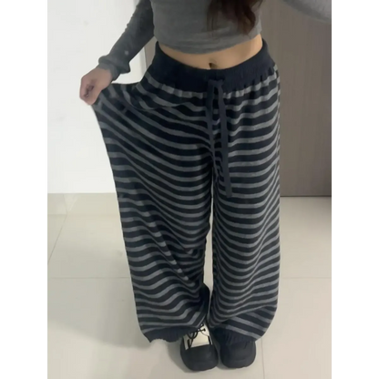 Grunge Stripe Knit Wide Leg Pants