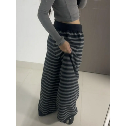 Grunge Stripe Knit Wide Leg Pants