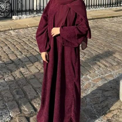 Wide Sleeve Corduroy Abaya (MA045)