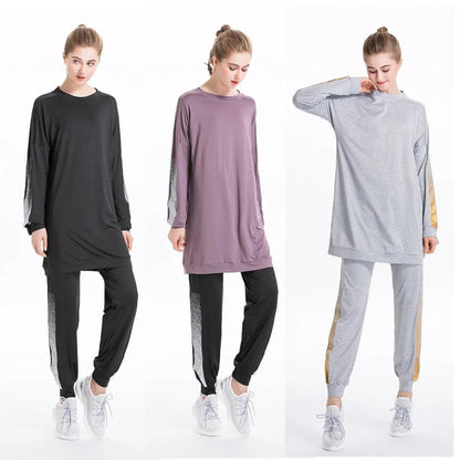 Women's Casual Two Piece Sweatsuit Set - Long Sleeve Crewneck and Joggers(MB008)
