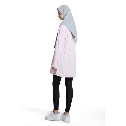 Women's Quick Dry Long Sleeve Modest Workout Top | Polyester Athletic Yoga Tunic with Simple Lines(MS114)