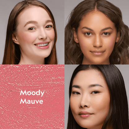YENSA Super Serum Silk Buildable Cream Blush in Moody Mauve, showcasing a creamy, blendable blush product with a smooth texture.