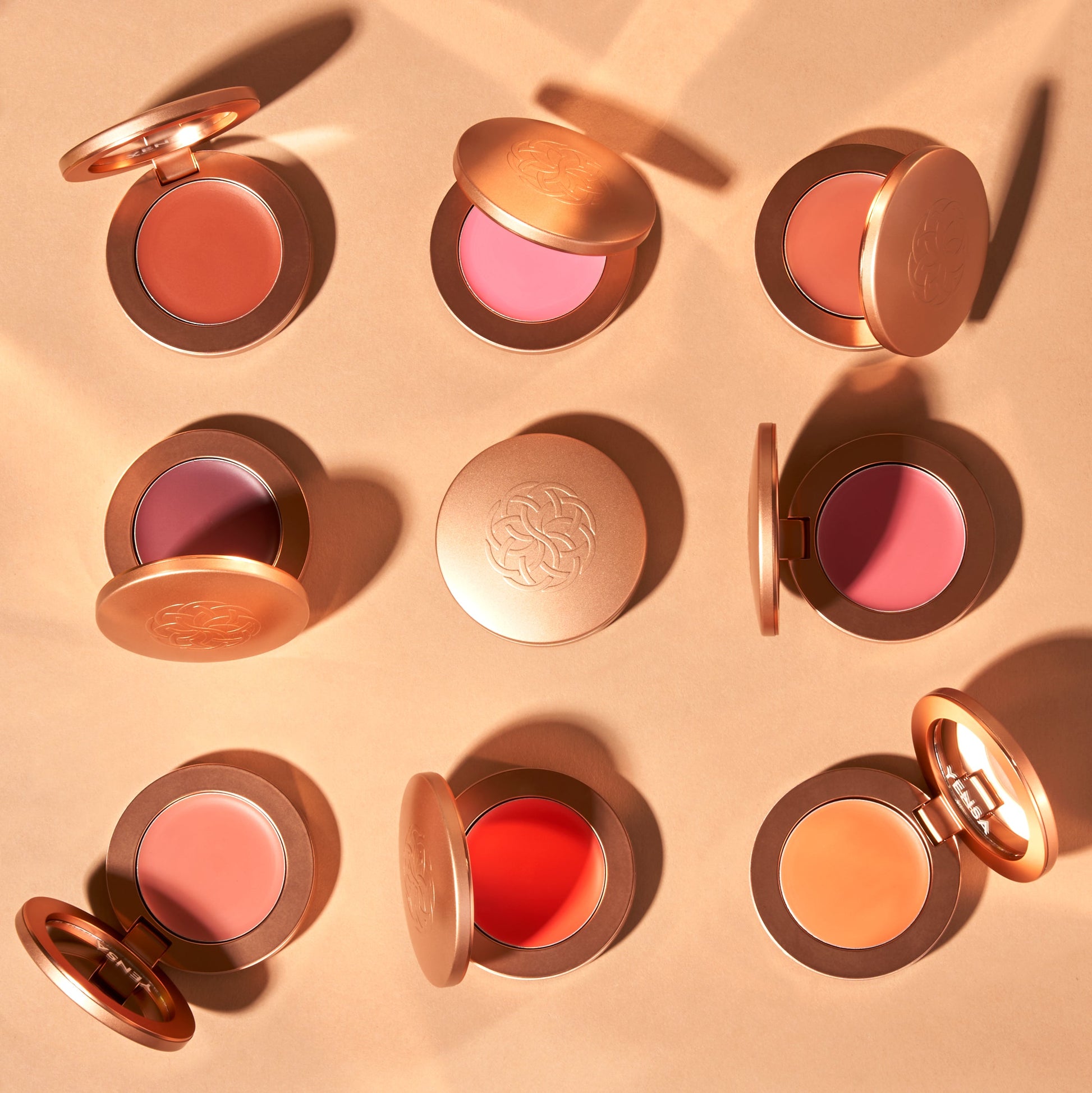 YENSA Super Serum Silk Buildable Cream Blush in Moody Mauve, showcasing smooth, blendable blush with a soft matte finish.