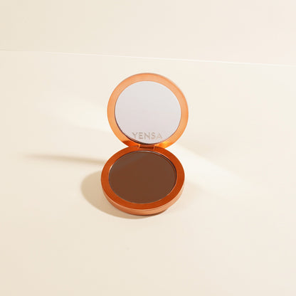 YENSA Super Serum Silk Matte Powder Peptide Foundation in fair shade, showing smooth, matte finish and silky texture.