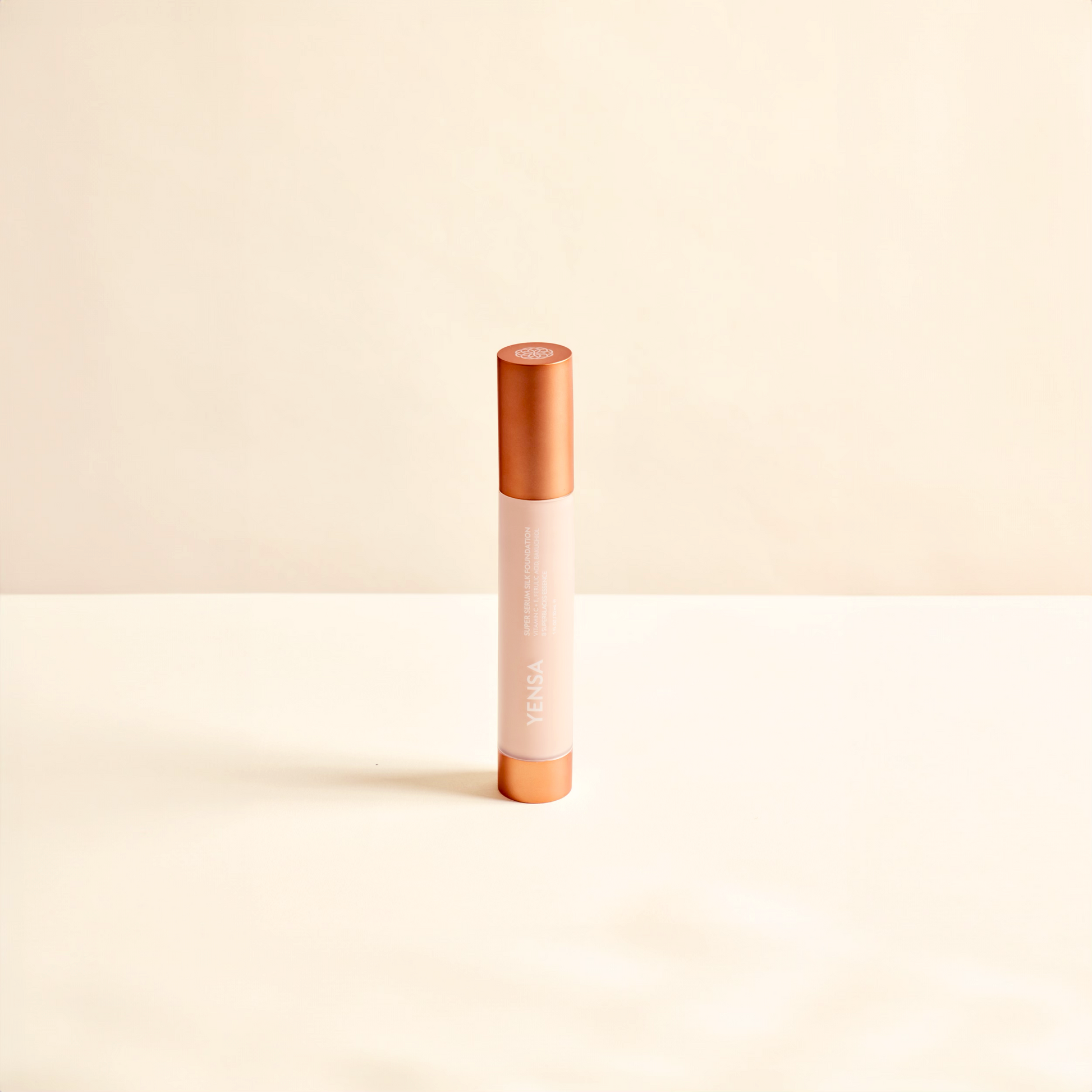 YENSA Super Serum Silk Foundation in fair shade, hydrating peptide formula for radiant, glowing skin.