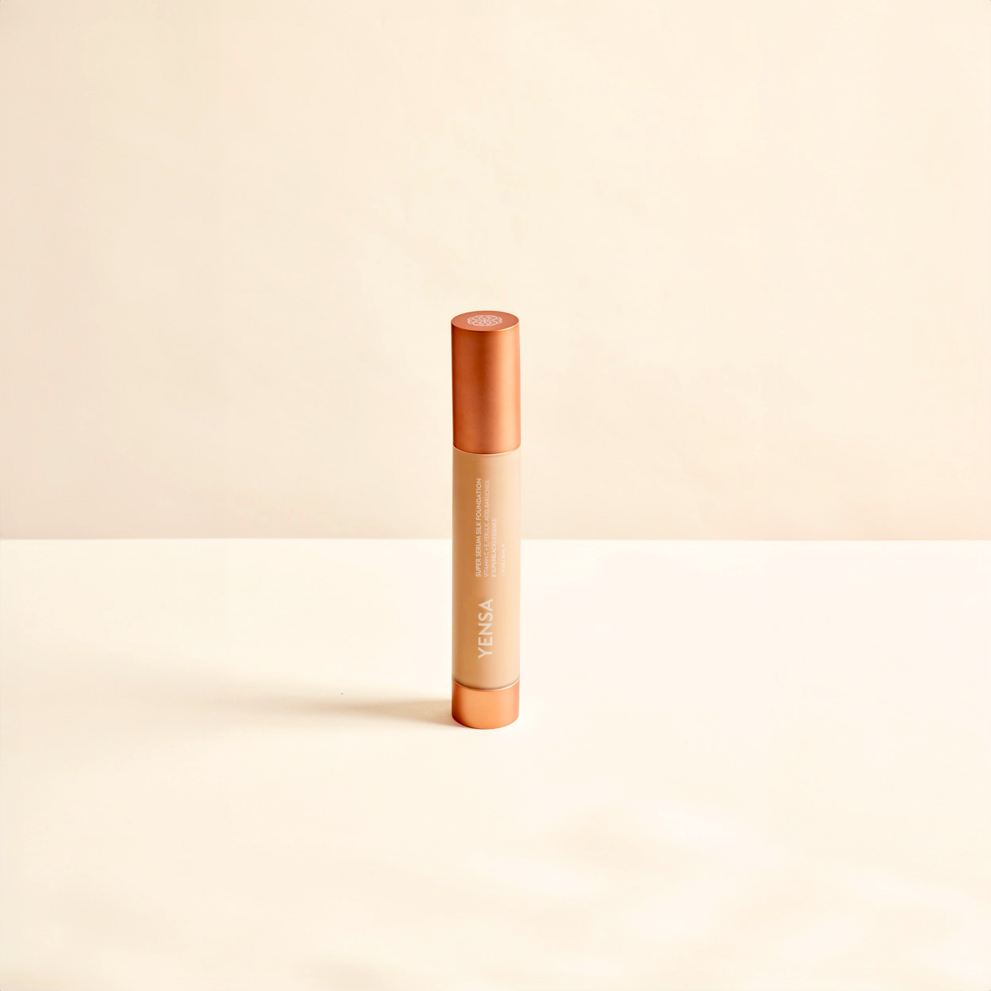 YENSA Super Serum Silk foundation in fair shade, hydrating peptide formula for radiant, glowing skin.