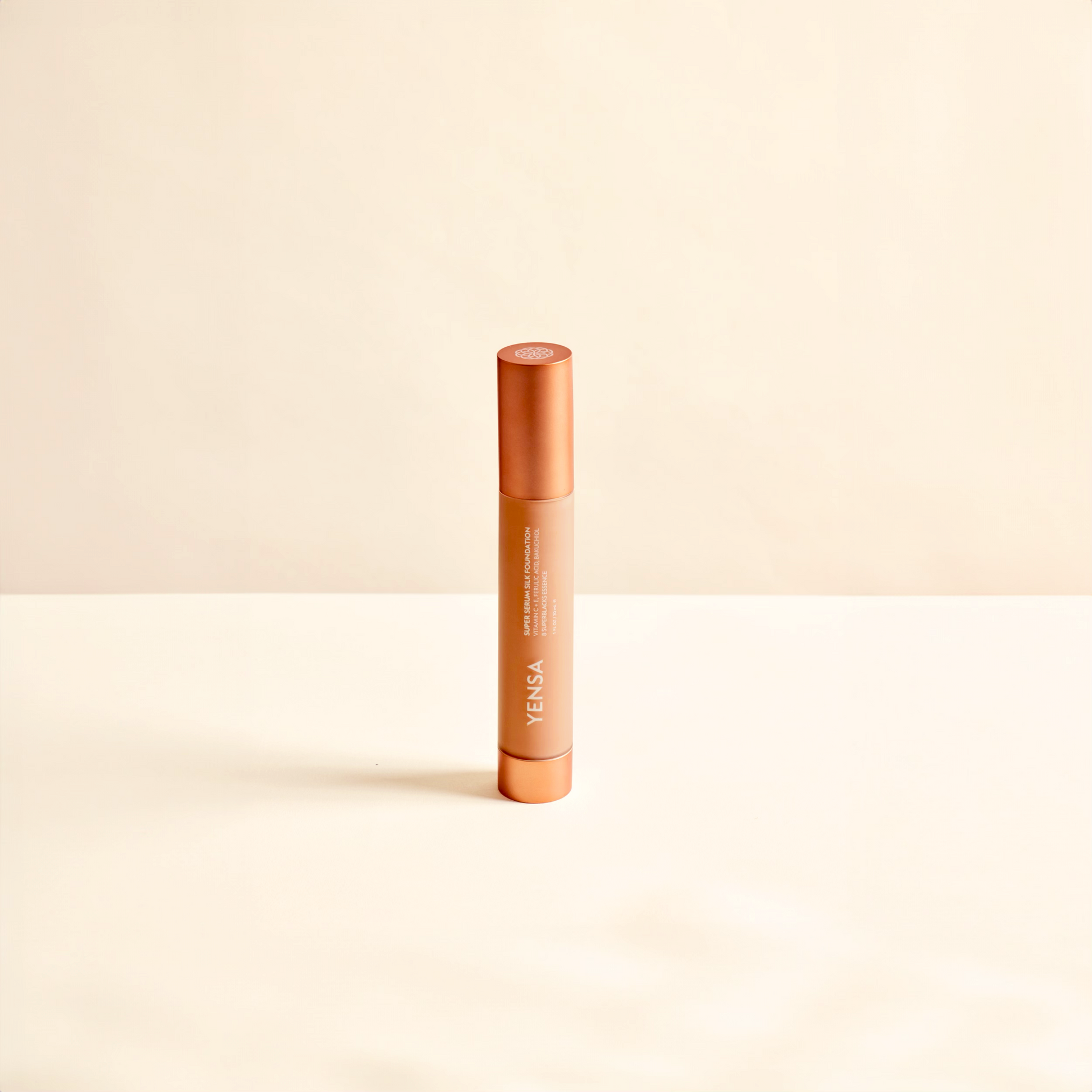 YENSA Super Serum Silk Foundation in Fair 1, a hydrating peptide foundation with natural glow for radiant skin.