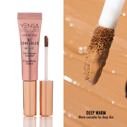YENSA Super Serum Silk Concealer in fair shade, showcasing smooth, lightweight makeup coverage with a sleek tube packaging.