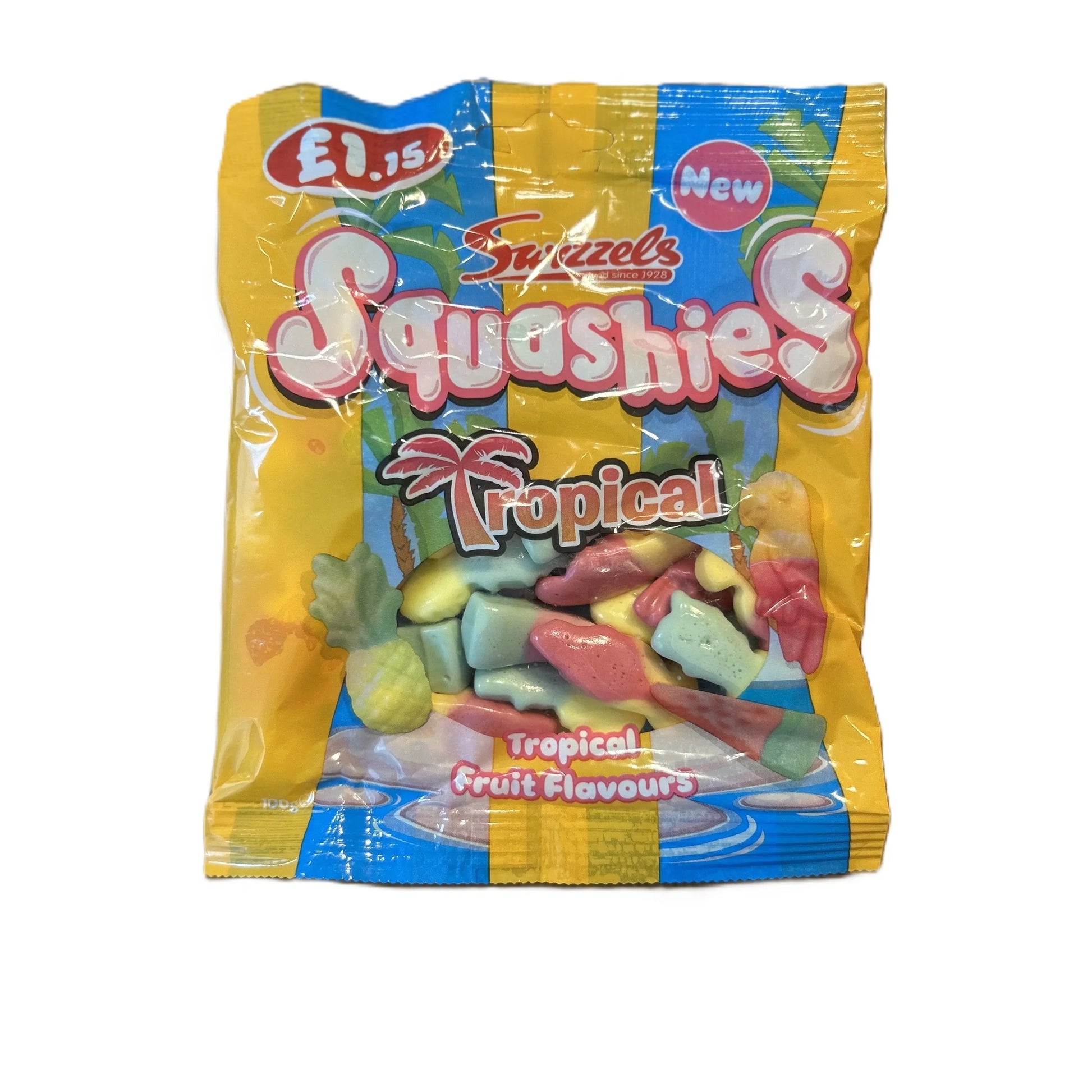Swizzels Tropical Squashies by Yum At Hart, fruity chewy candy with tropical flavor, limited edition UK sweet treat.