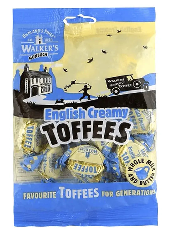 Walker’s Nonsuch English Creamy Toffees by Yum At Hart, soft and chewy caramel candies in a close-up view.