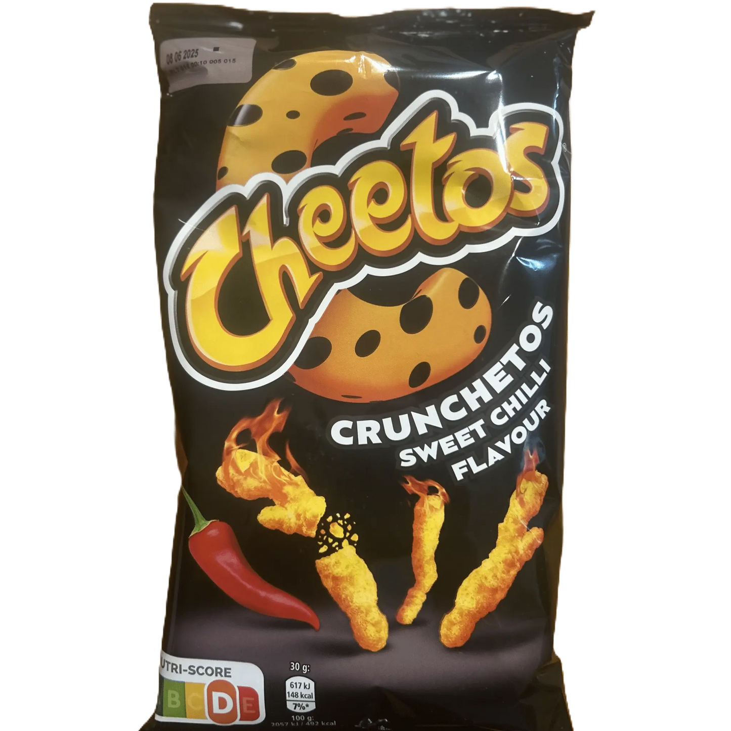 Yum At Hart Cheetos Crunchetos Sweet Chili crunchy chili-flavored corn snacks in a 70g bag, with bright red and orange packaging.