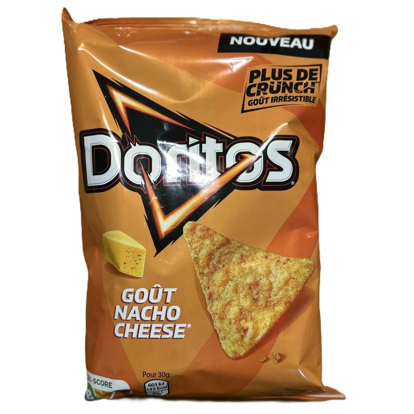 Yum At Hart Doritos Nacho Cheese flavored corn chips in a 150g bag, showcasing bold, cheesy snack chips from France.