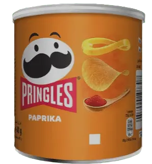 Yum At Hart Pringles Paprika can featuring classic paprika flavored potato chips in a colorful can with chip images on the label.