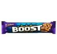 Yum At Hart Cadbury Boost chocolate caramel and biscuit bar, 55g, featuring rich chocolate, caramel, and biscuit layers.