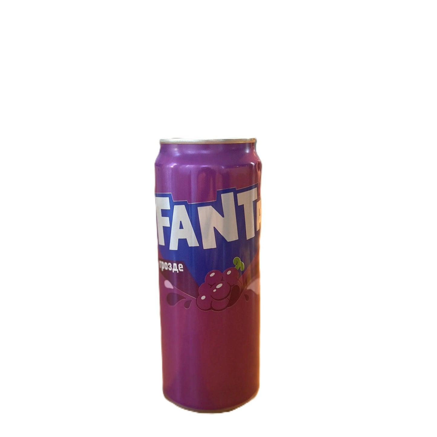 Yum At Hart Fanta Grape fruity sparkling soft drink in a clear glass bottle with purple liquid and branding label.