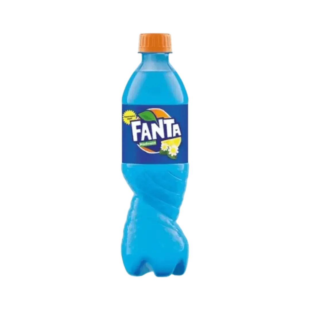 Yum At Hart Fanta Shokata elderberry lemon flavored soda 500ml bottle, Bosnia, vibrant label and clear plastic bottle.