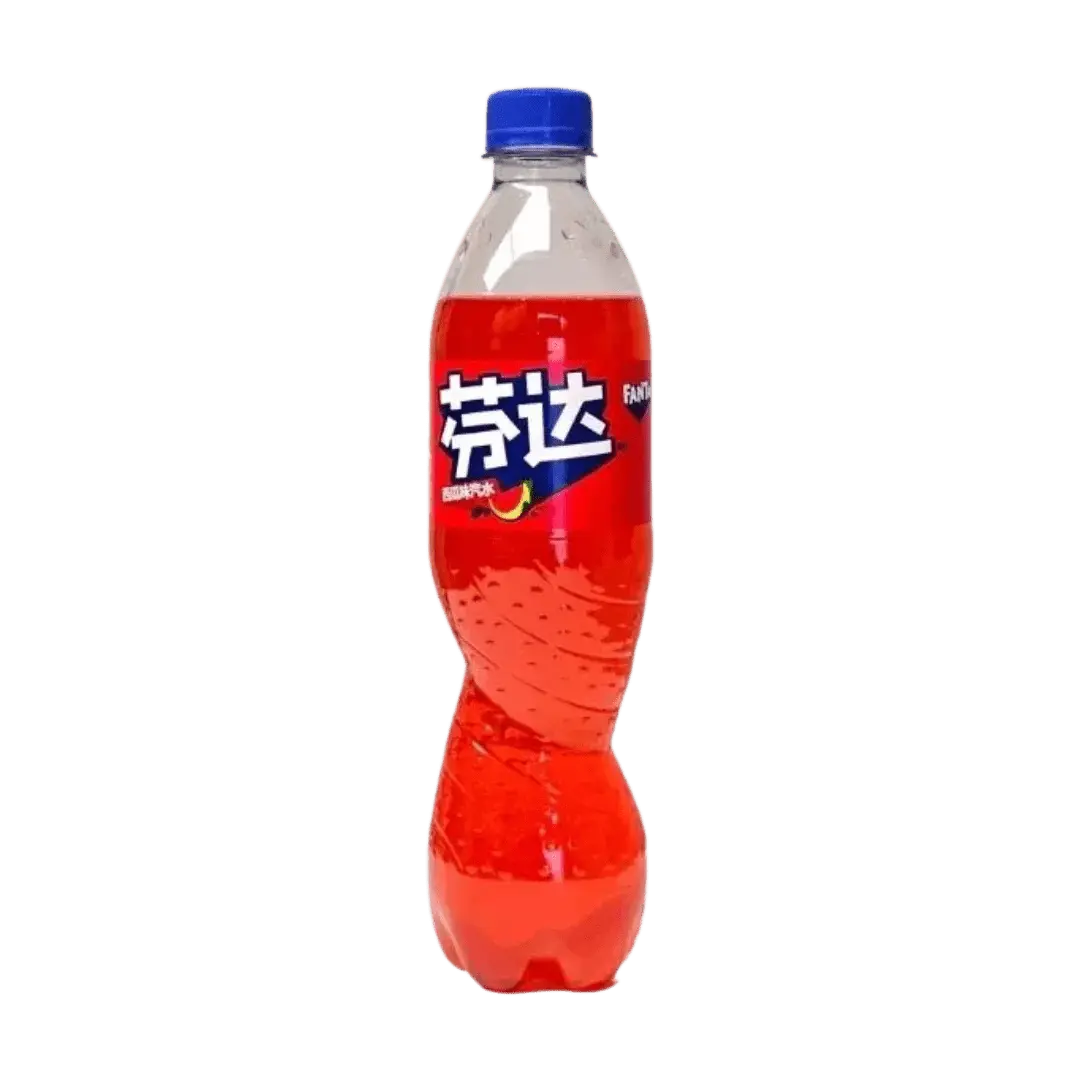 Fanta Watermelon flavored soda in a 500mL bottle by Yum At Hart, showcasing a vibrant watermelon-themed drink.
