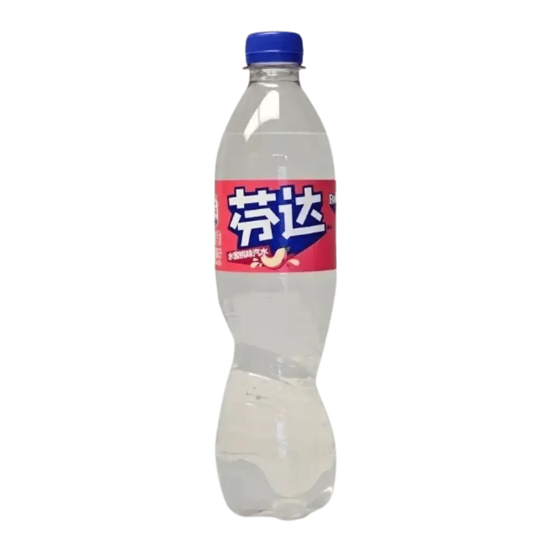Fanta White Peach soda in a 500mL bottle by Yum At Hart, featuring a peach-flavored drink with a vibrant label.