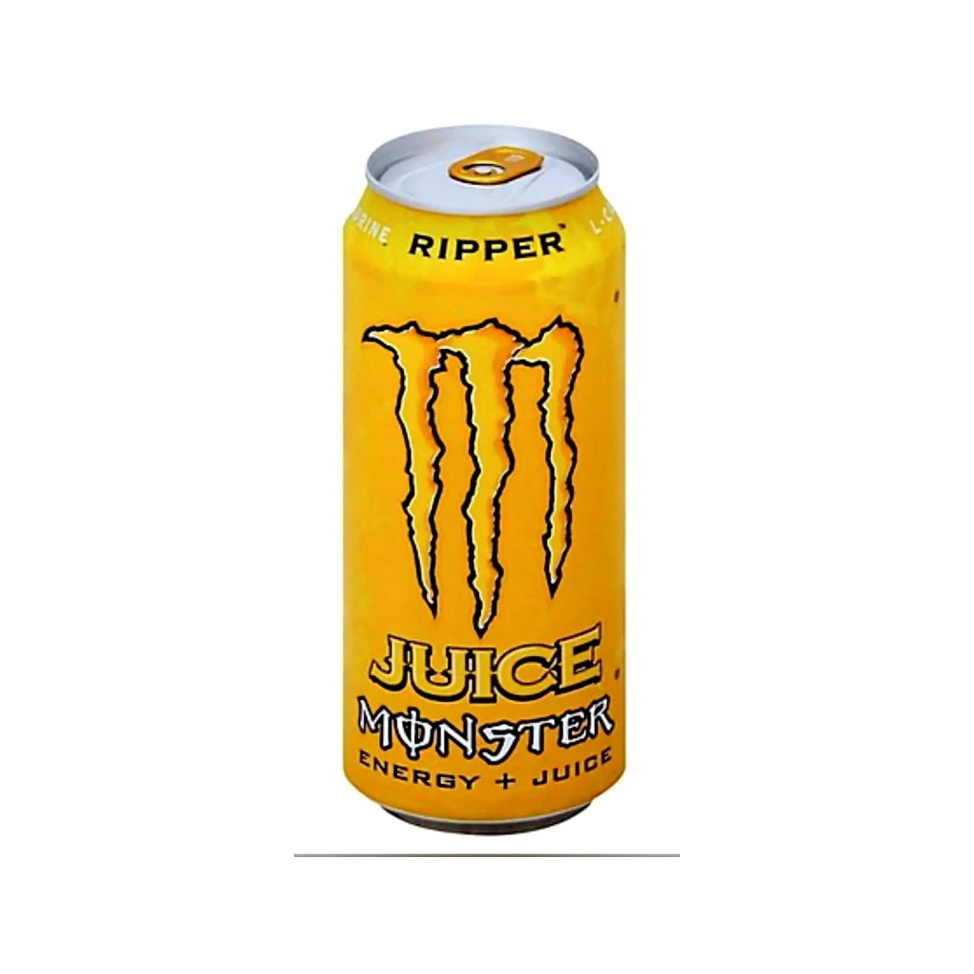 Yum At Hart Monster Energy Ripper Tropical Juice and Energy Blend 500mL can, showcasing vibrant tropical-themed design and branding.