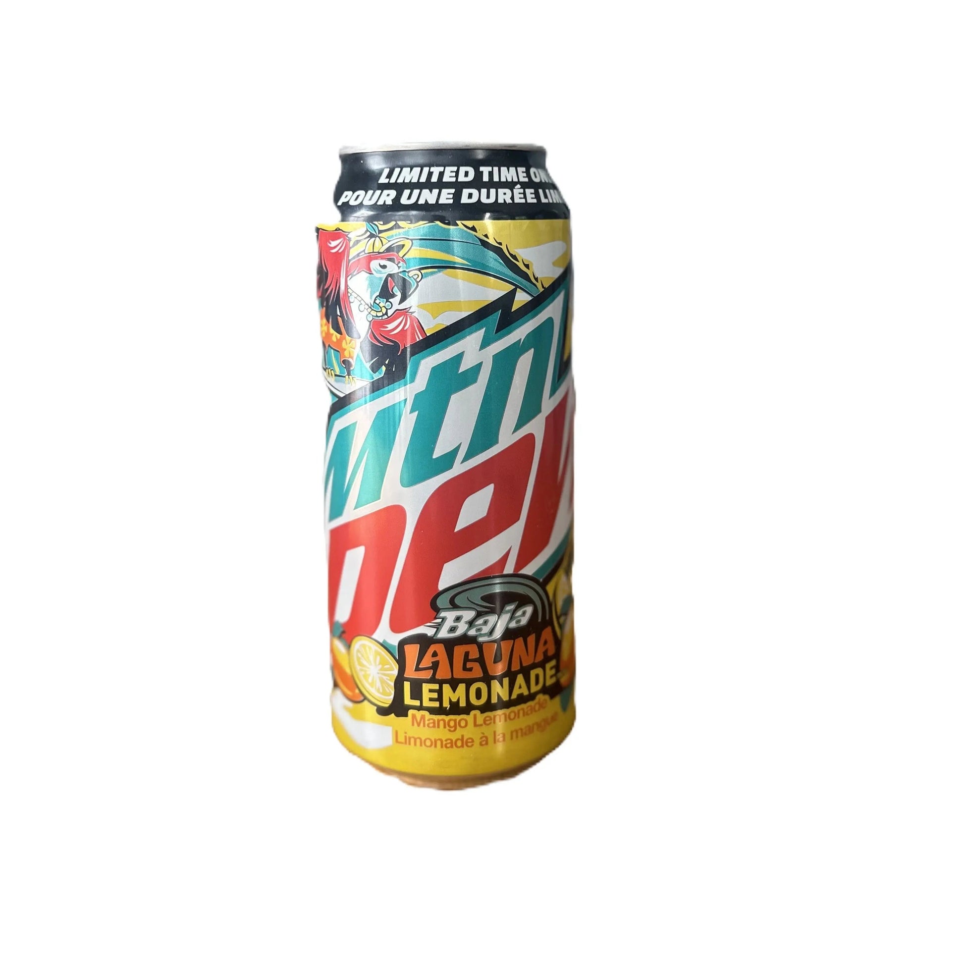 Yum At Hart Mountain Dew Laguna Lemonade limited edition citrus soda can, 473mL, featuring a vibrant lemon and citrus design.