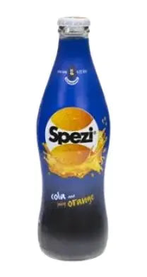Yum At Hart Spezi classic cola and orange soda mix in a 500mL bottle, featuring a colorful label and German packaging.